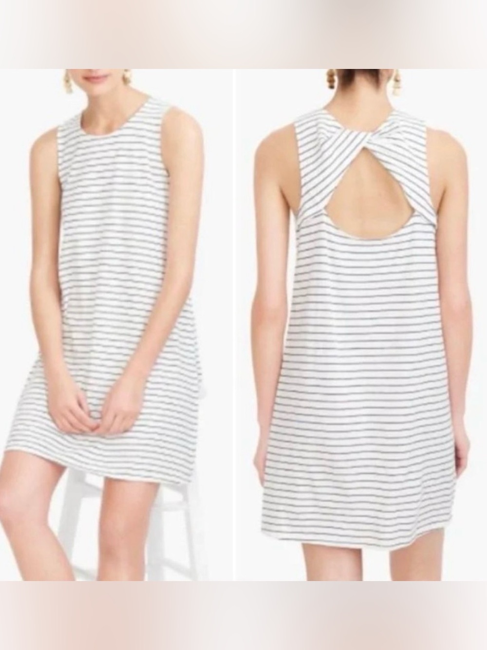 J Crew Striped twist-back dress | Size L